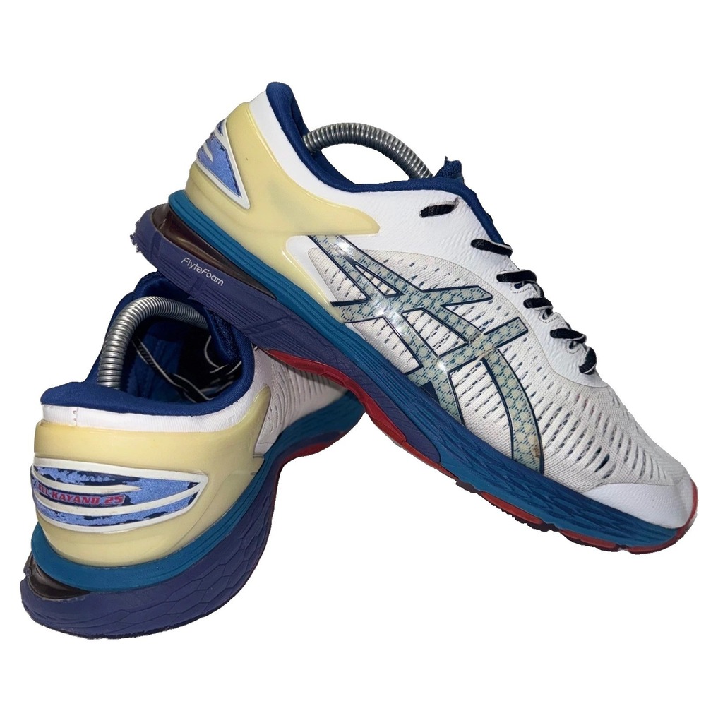 ASICS Gel-Kayano 25 Mens Size 10 White Blue Running Shoes 1011A019